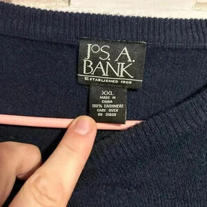 Jos A. Bank Signature Collection Size L 100% Pima Cotton Sweater V Neck Navy Men